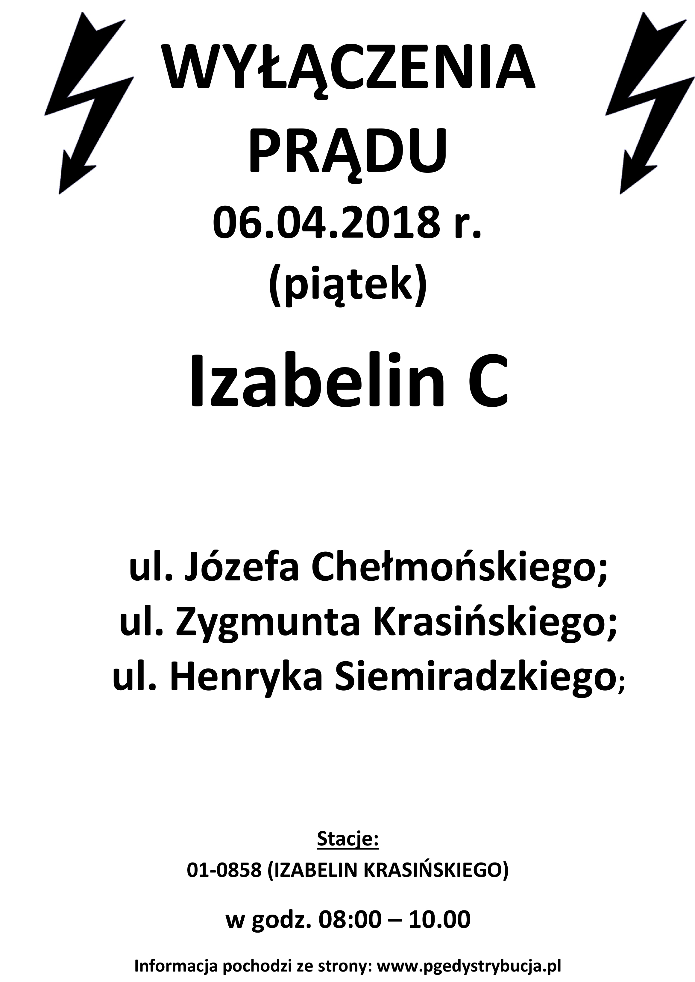 wyłączenie prądu izabelin c