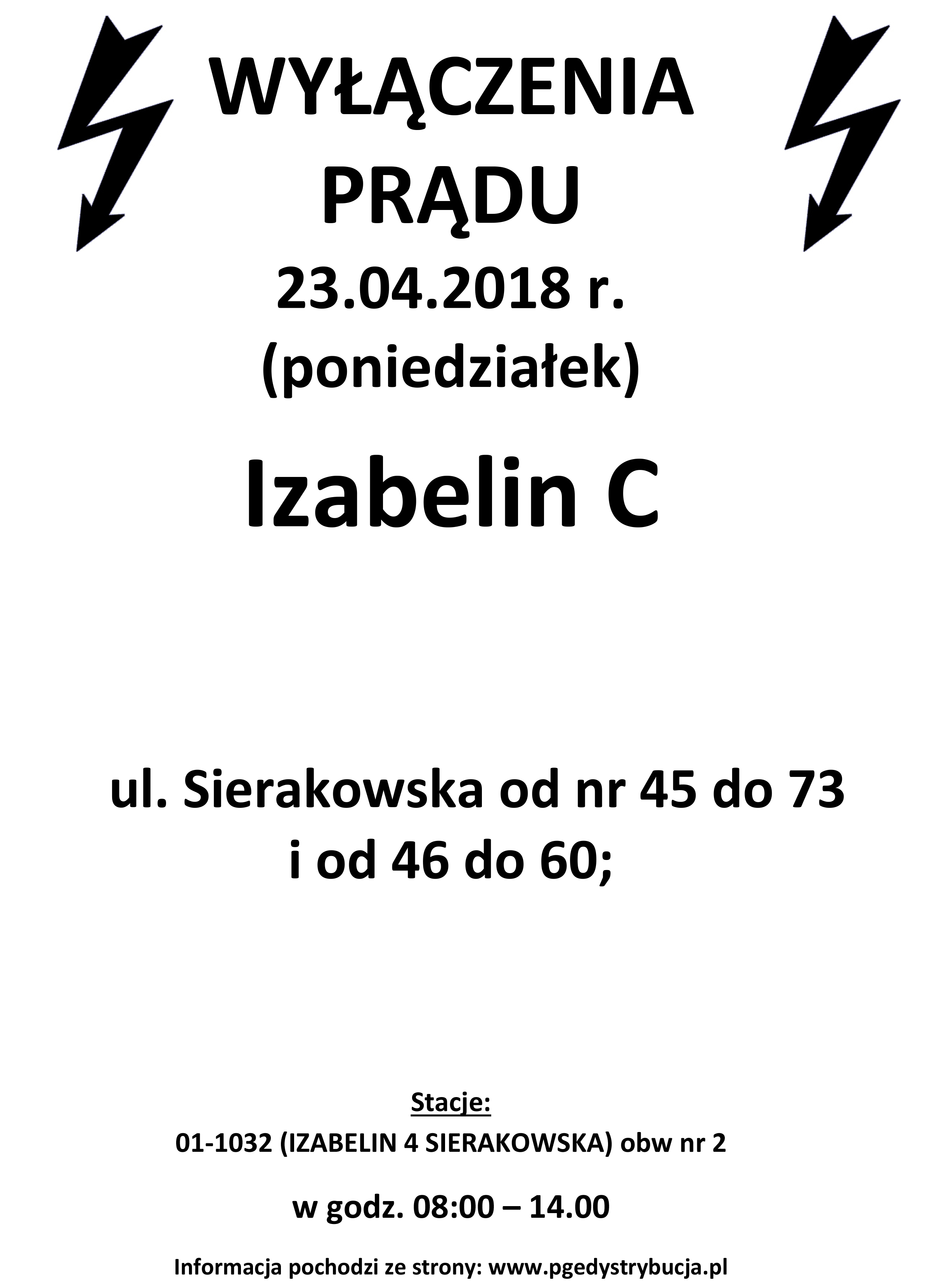 wyłączenie prądu izabelin c