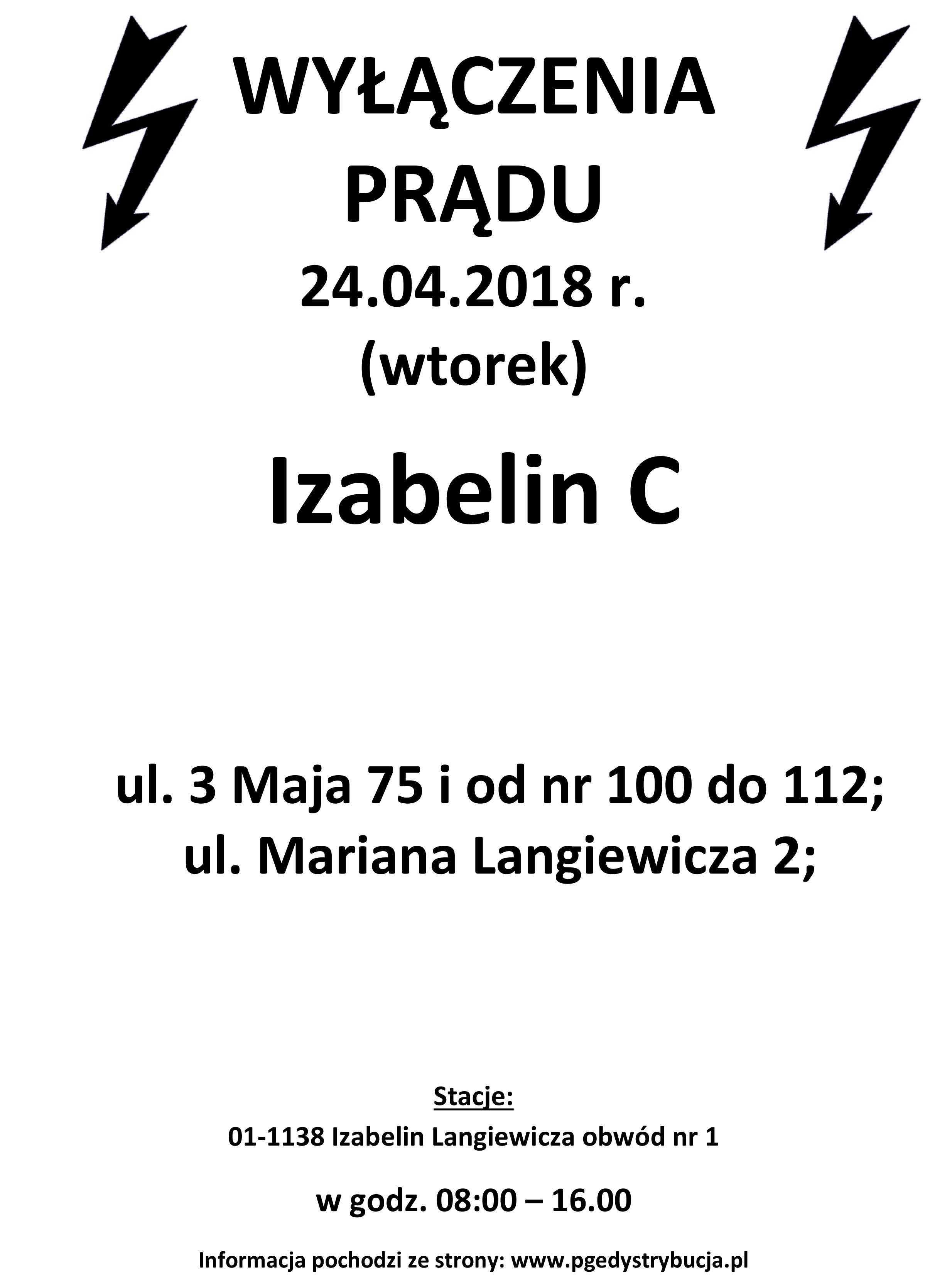 wyłączenie prądu izabelin c