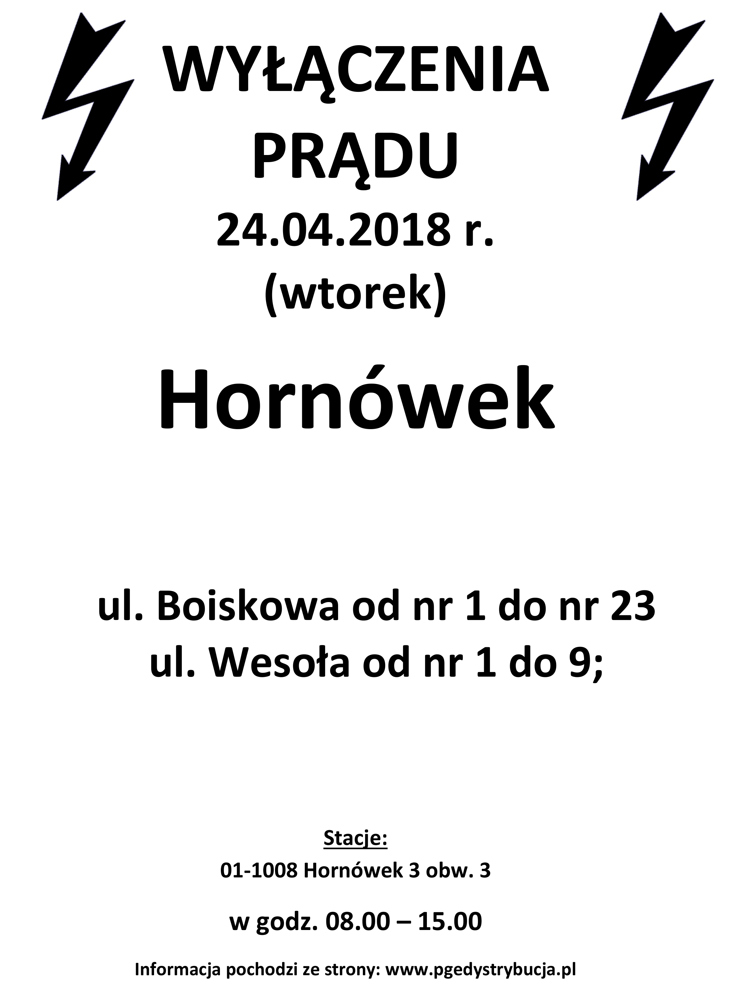 wyłączenie prądu hornówek