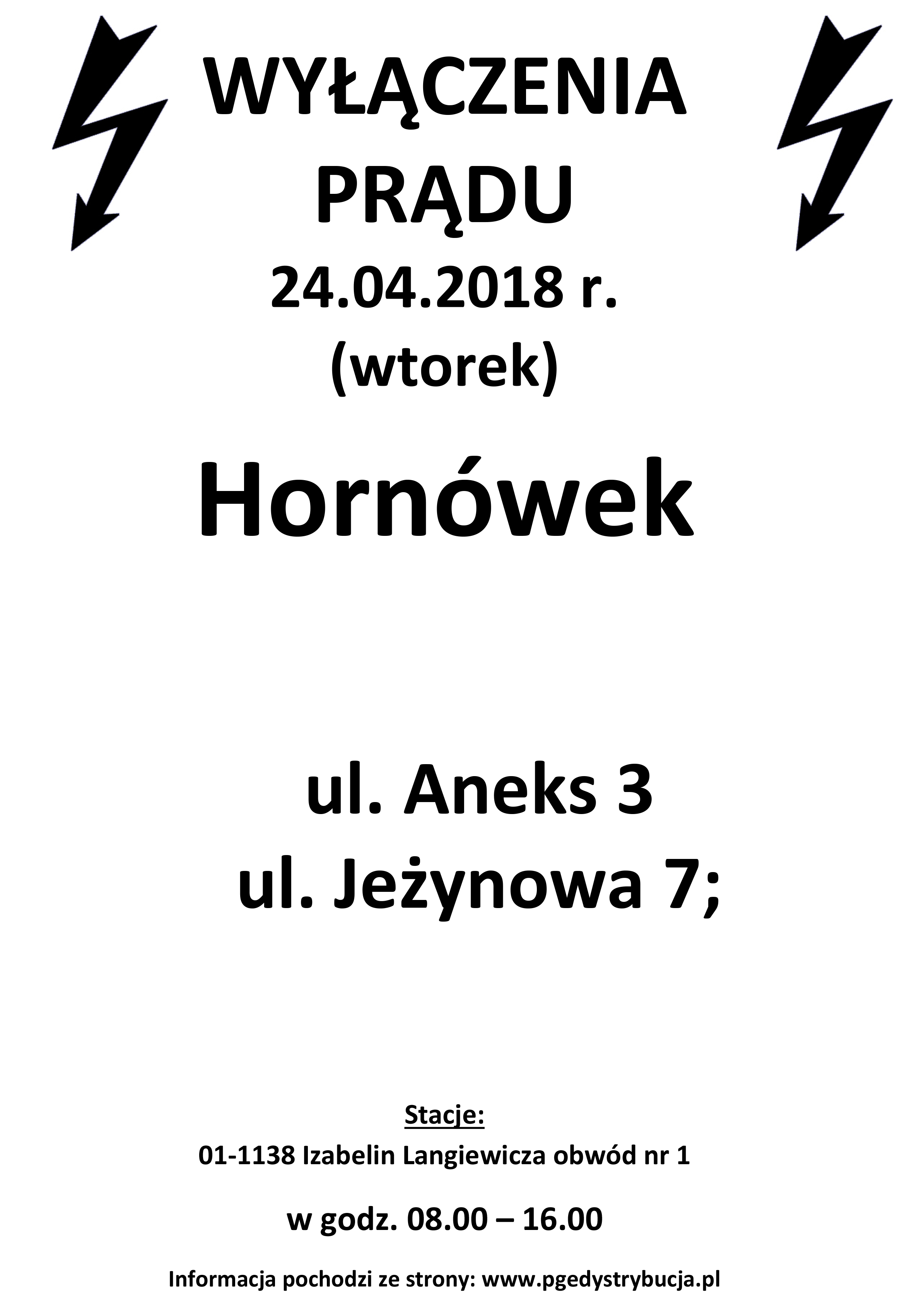 wyłączenie prądu hornówek