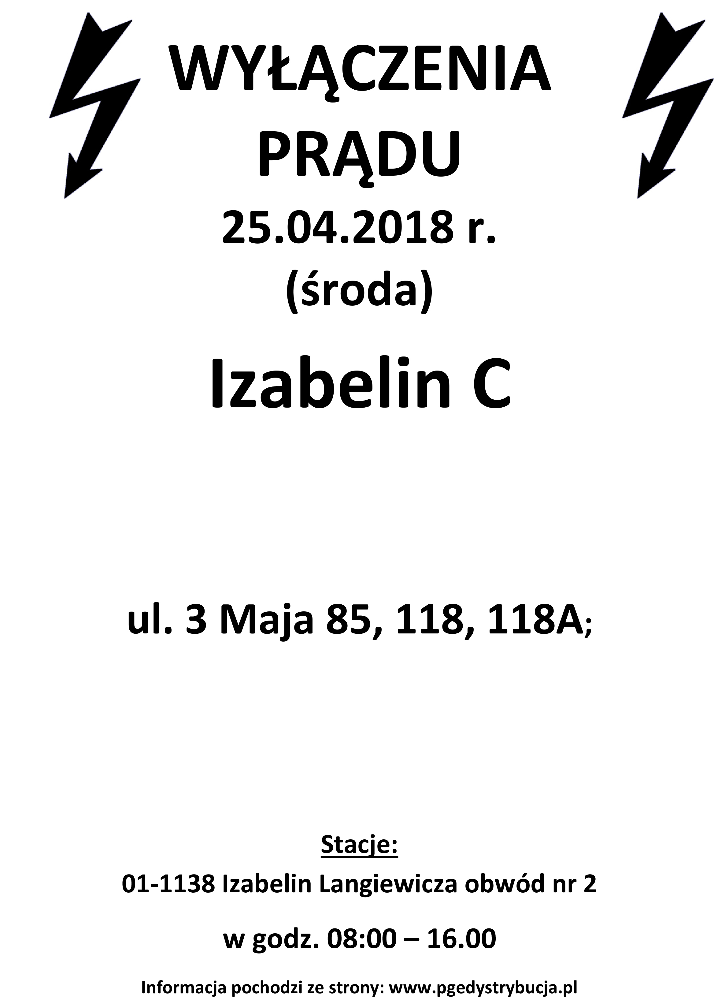 wyłączenie prądu izabelin b