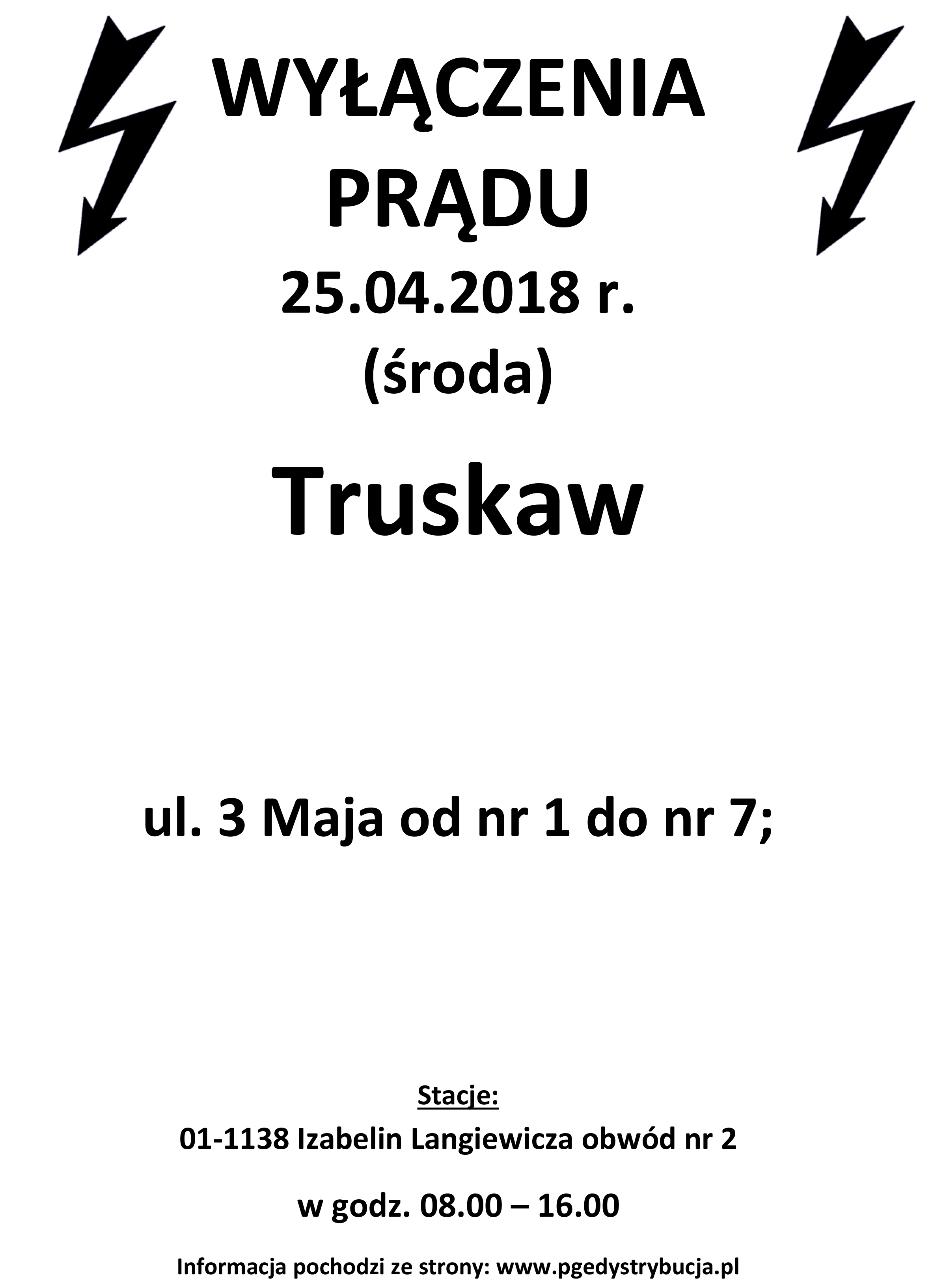 wyłączenie prądu truskaw