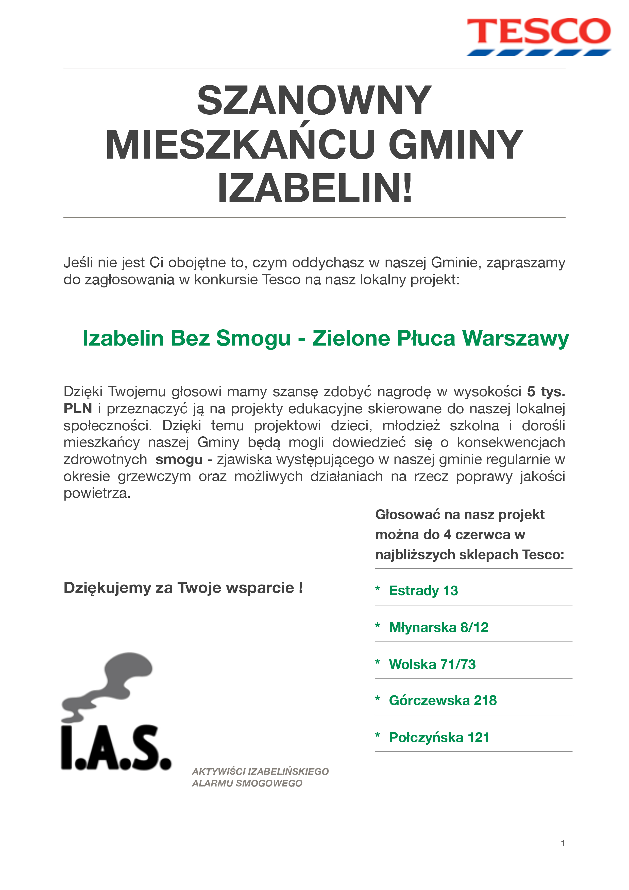 Izabelin Bez Smogu - plakat