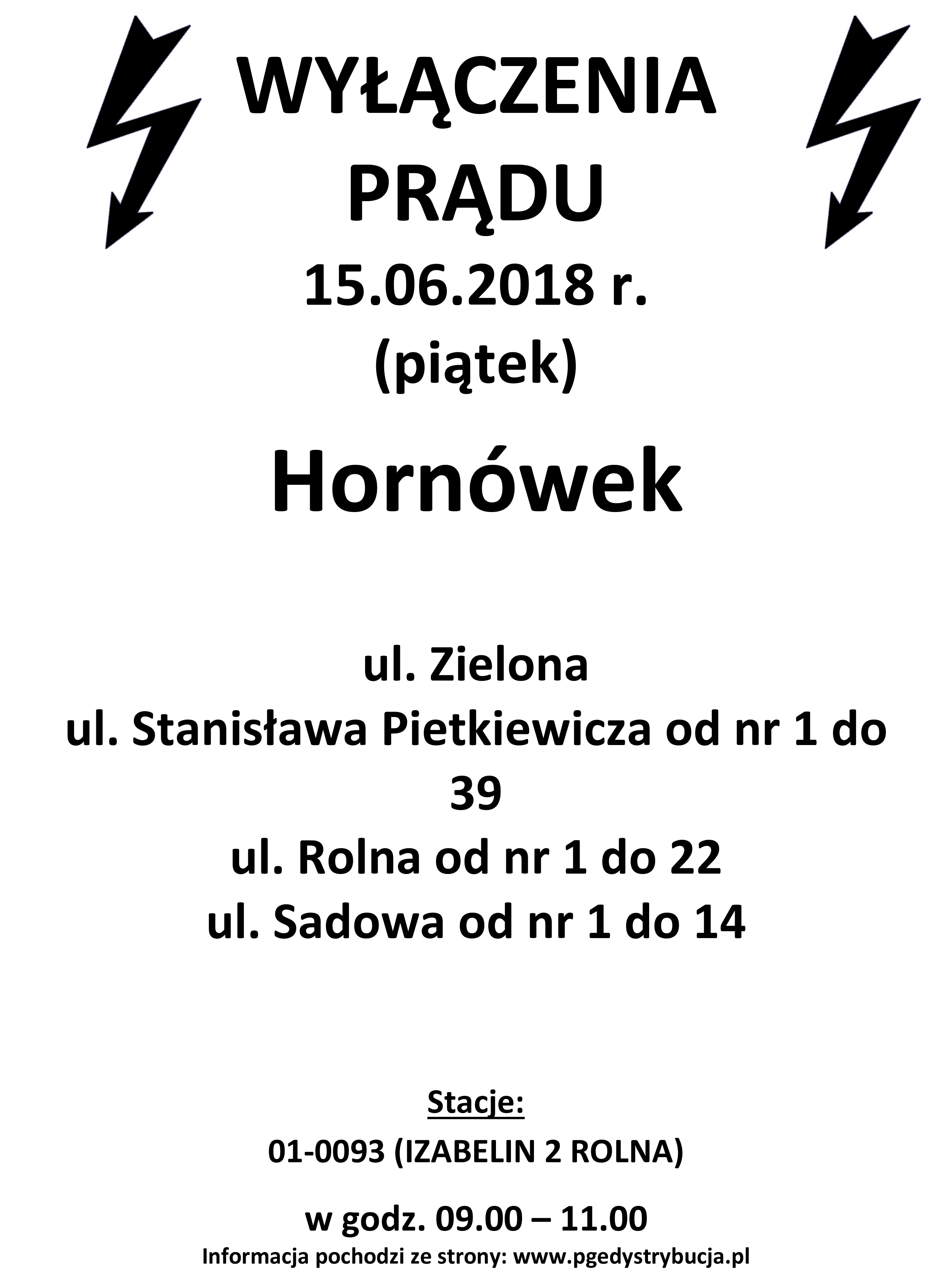 wyłączenie prądu hornówek