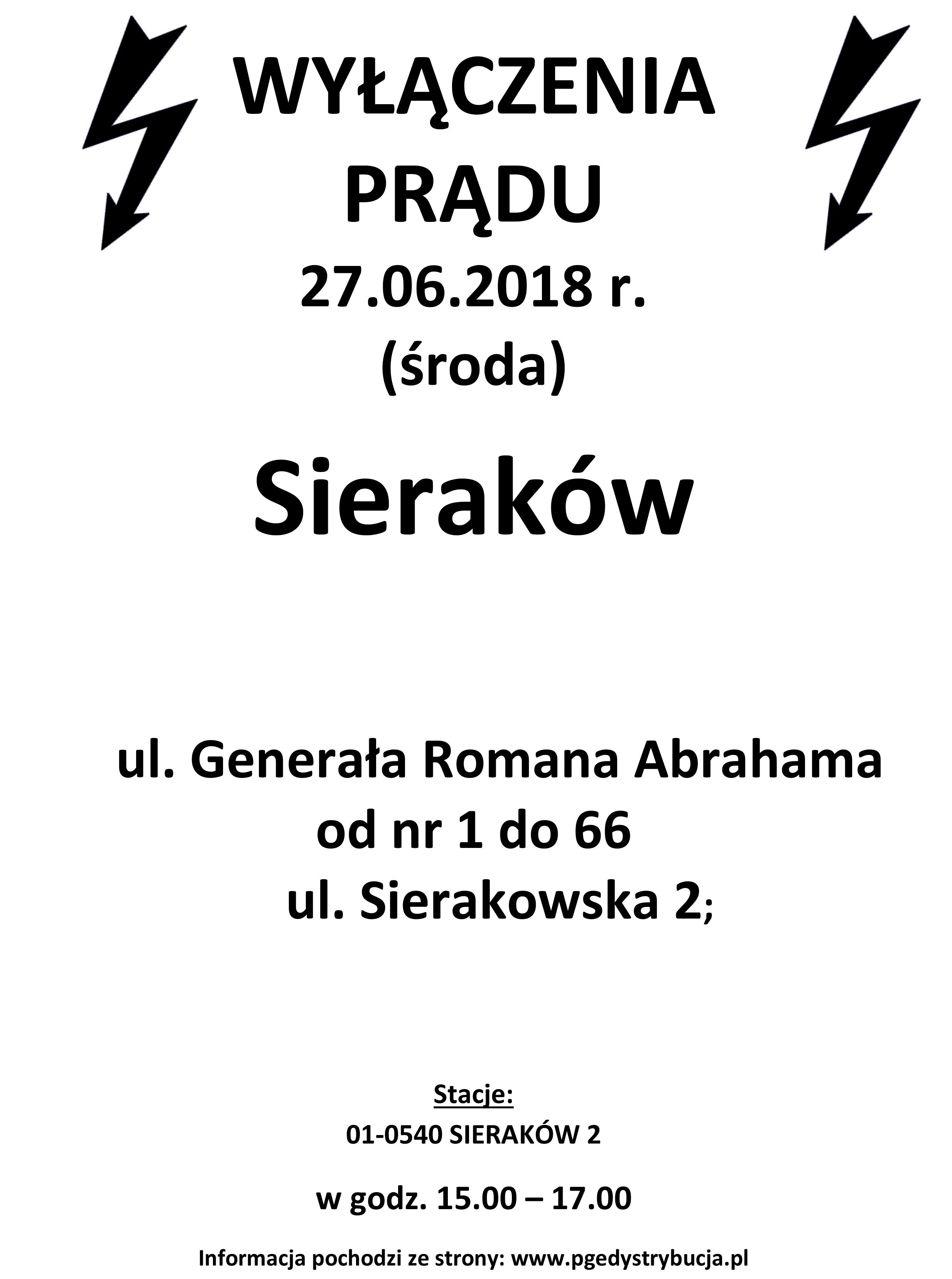 wyłączenie prądu sieraków