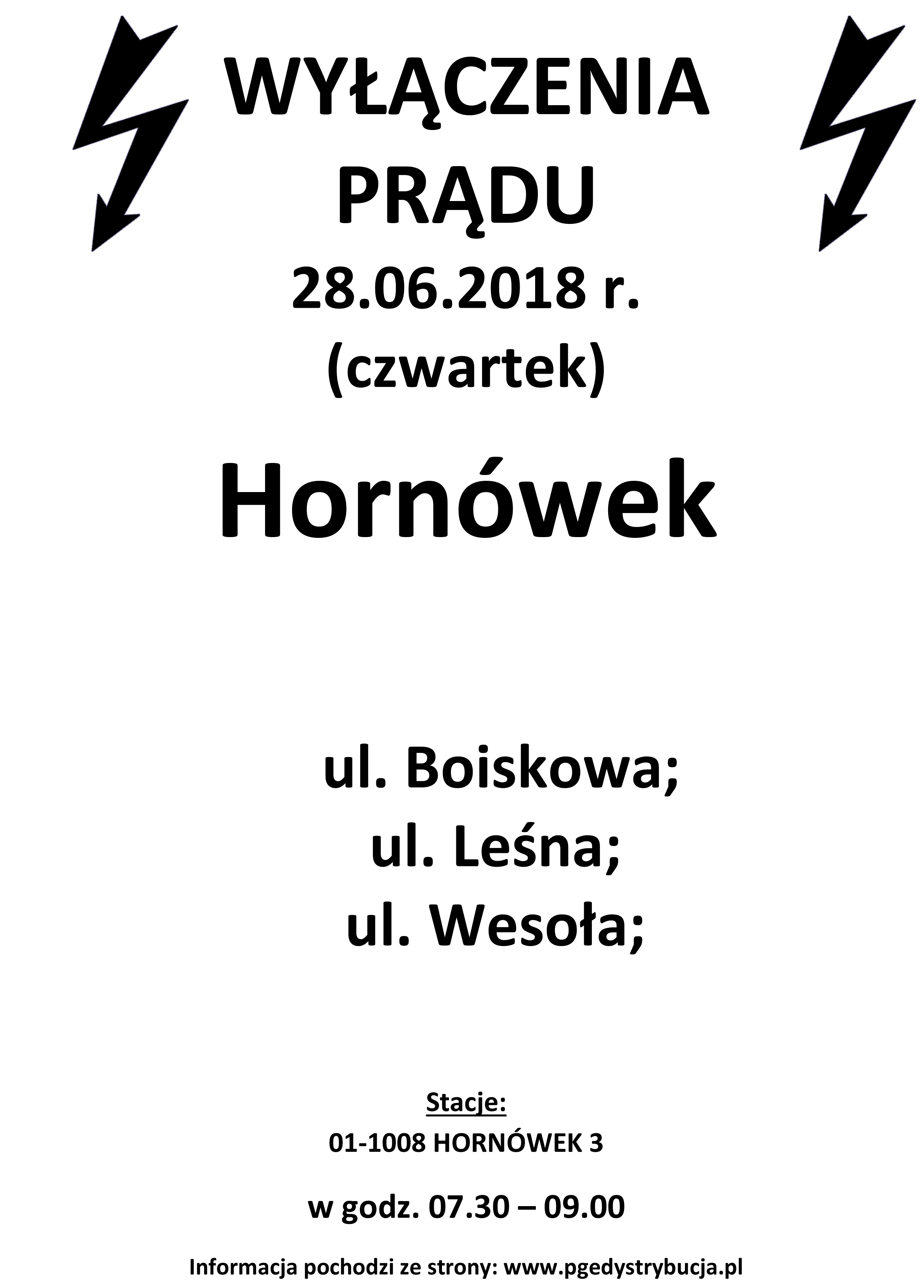 wyłączenie prądu hornówek