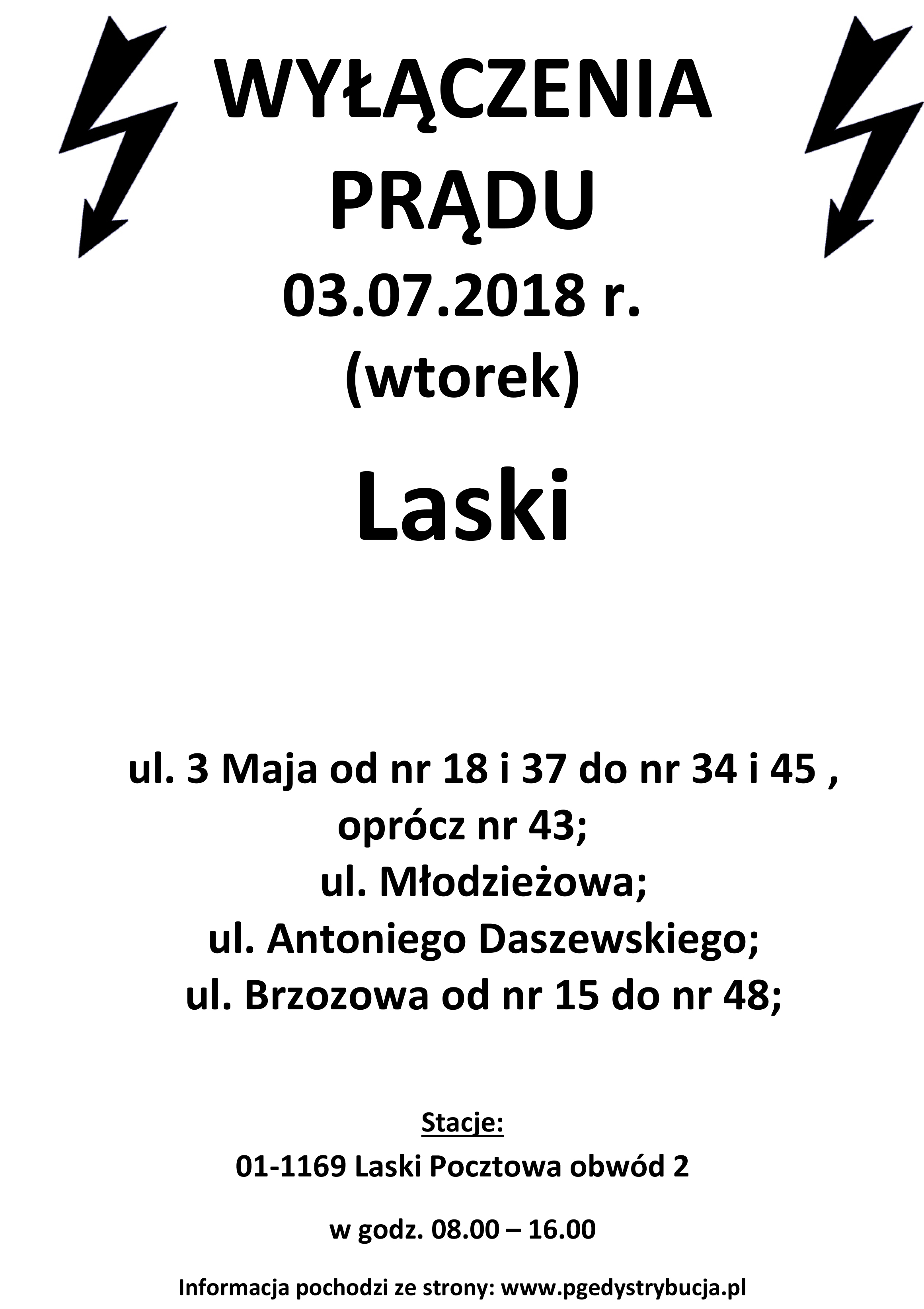 wyłączenie prądu laski