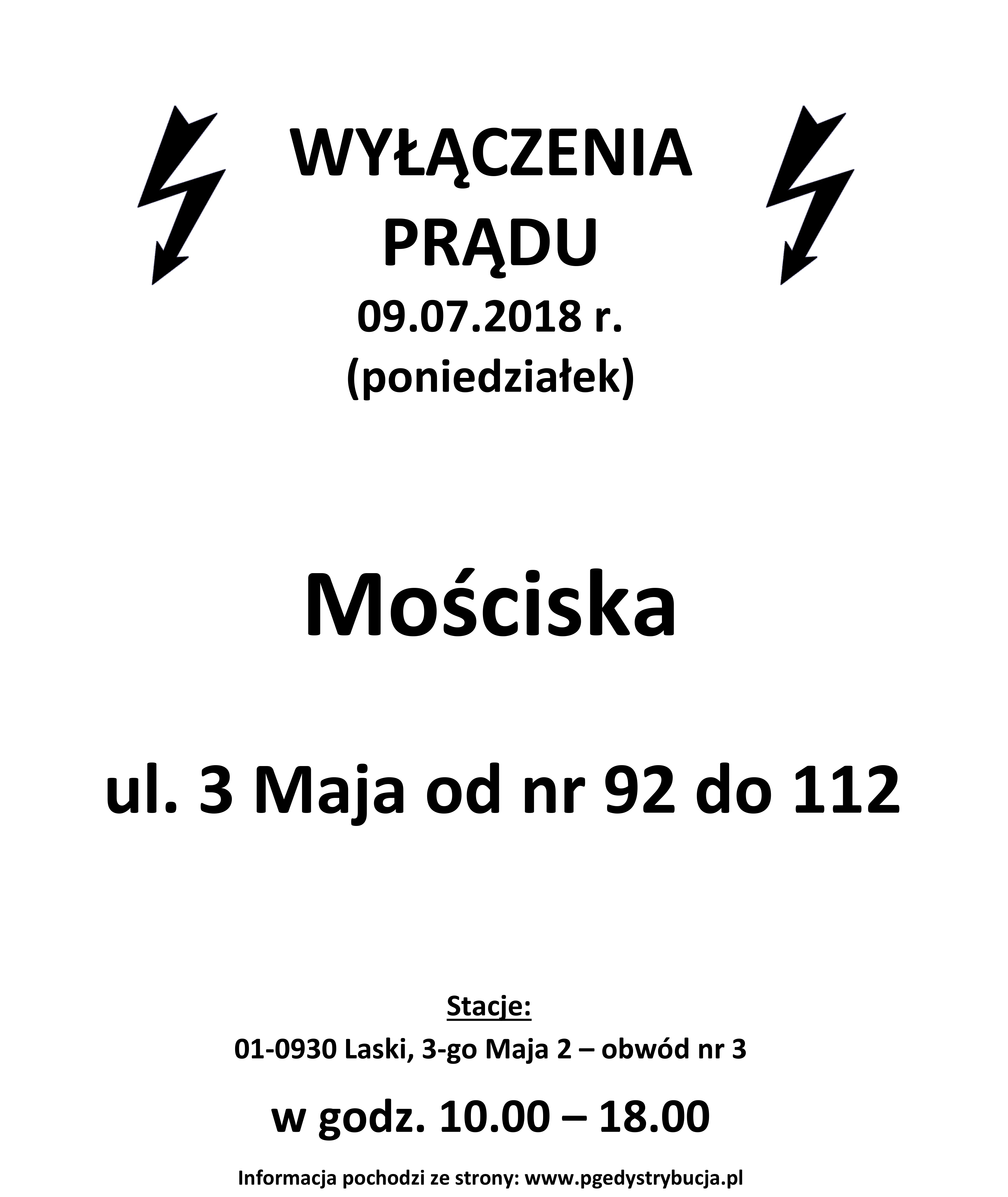 wyłączenie prądu mościska