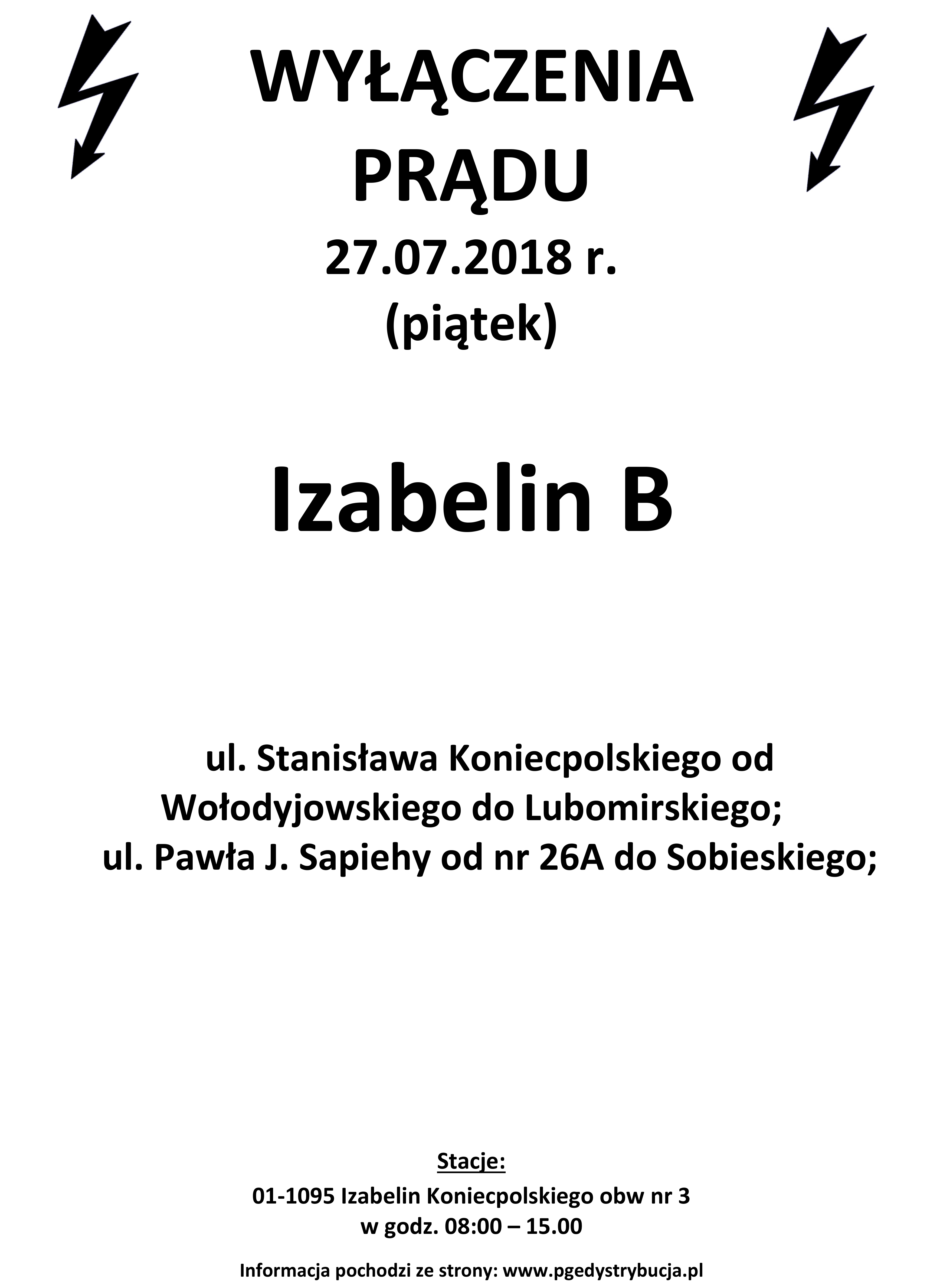 wyłączenie prądu Izabelin B