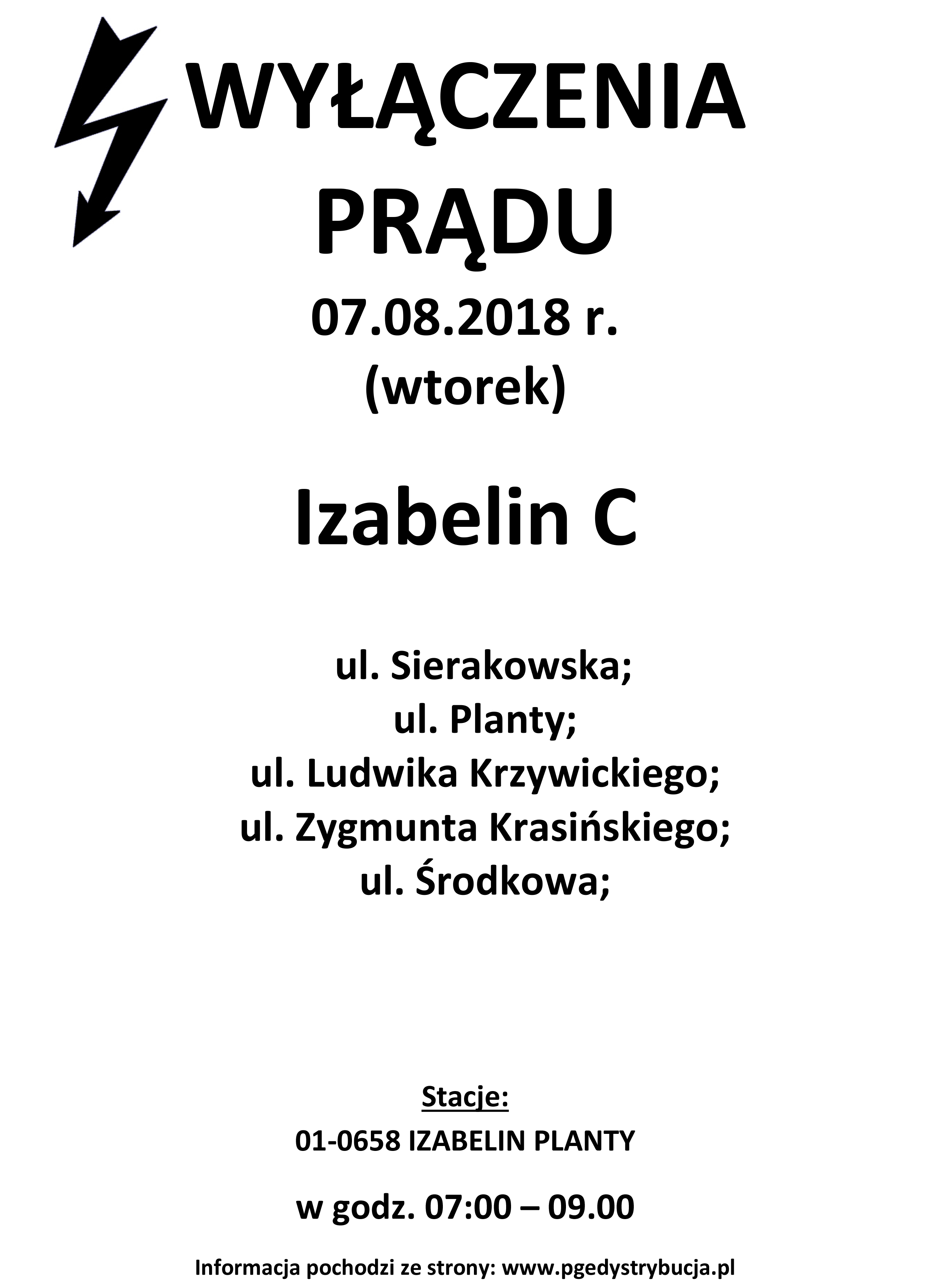 wyłączenie prądu izabelin c