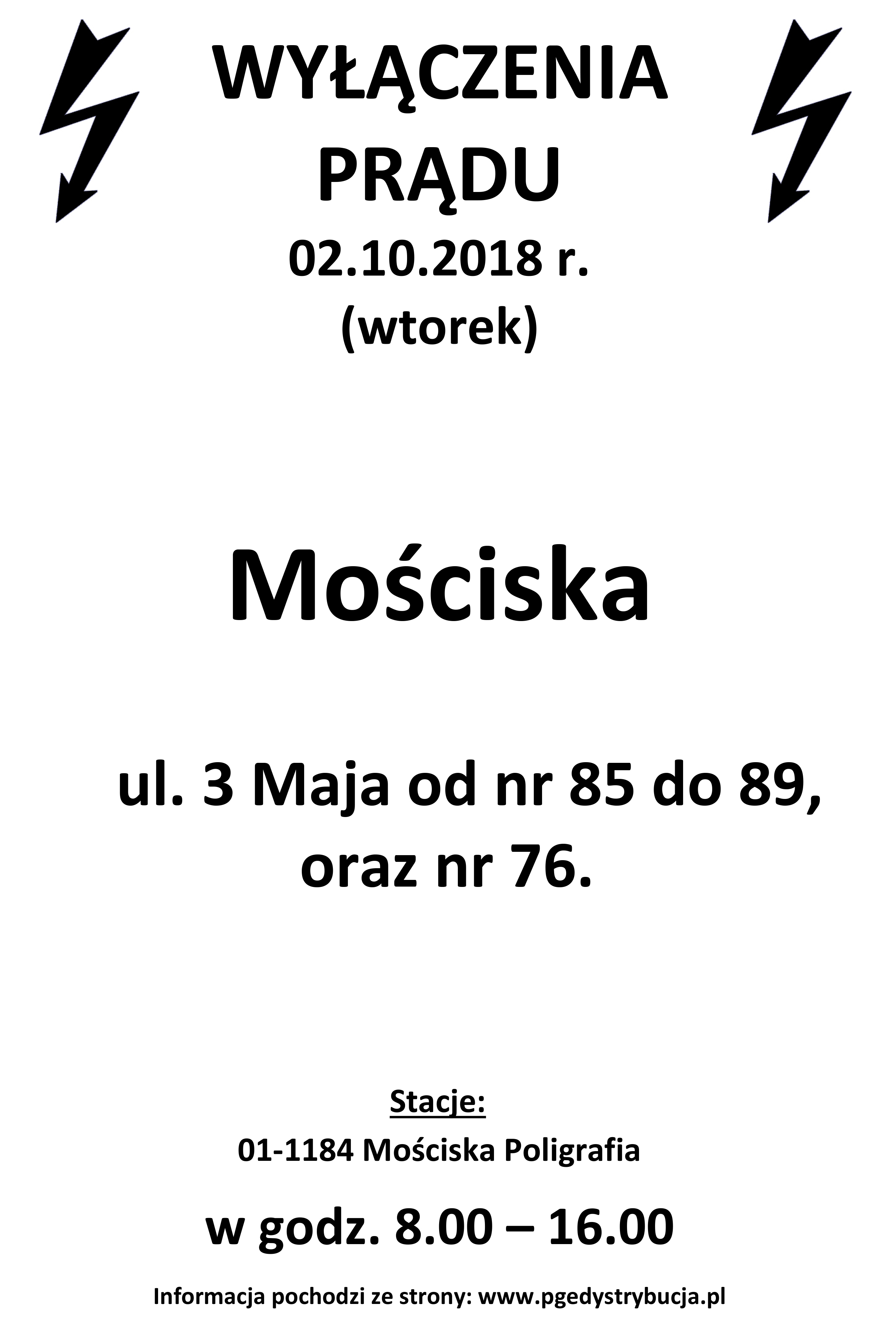 wyłączenie prądu mościska