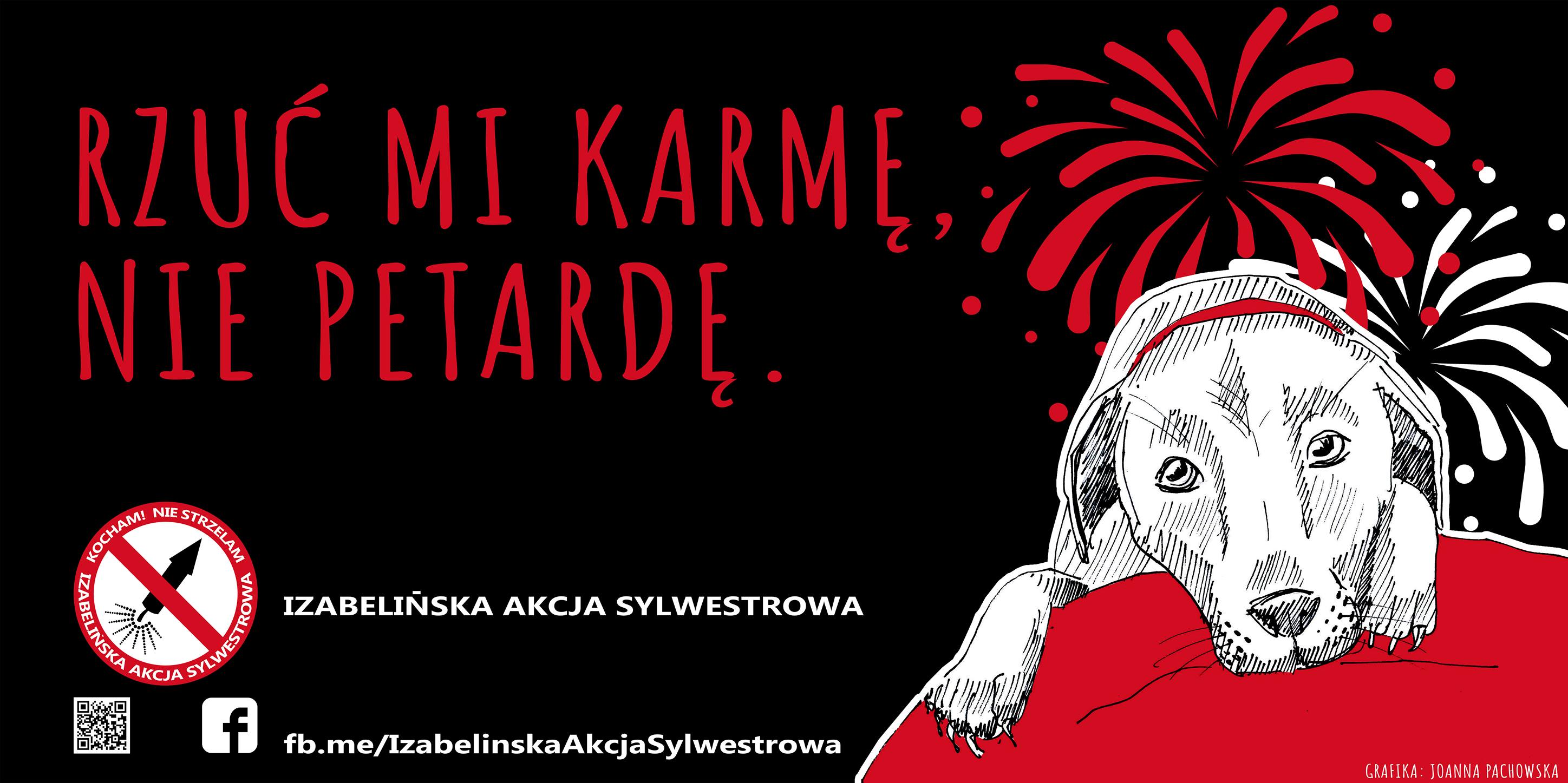 izabelińska akcja sylwestrowa - plakat z pieskiem