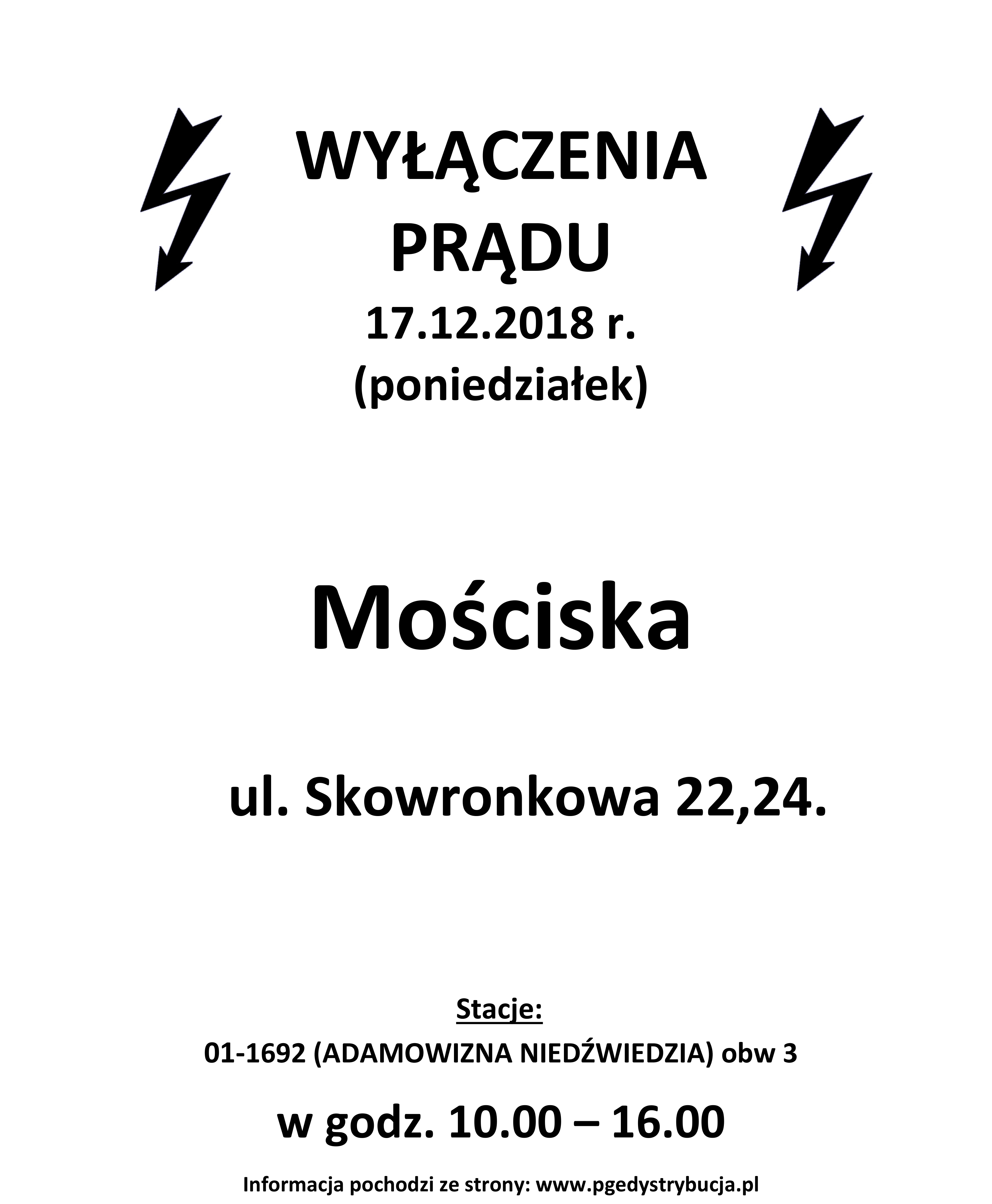 wyłączenie prądu Mościska