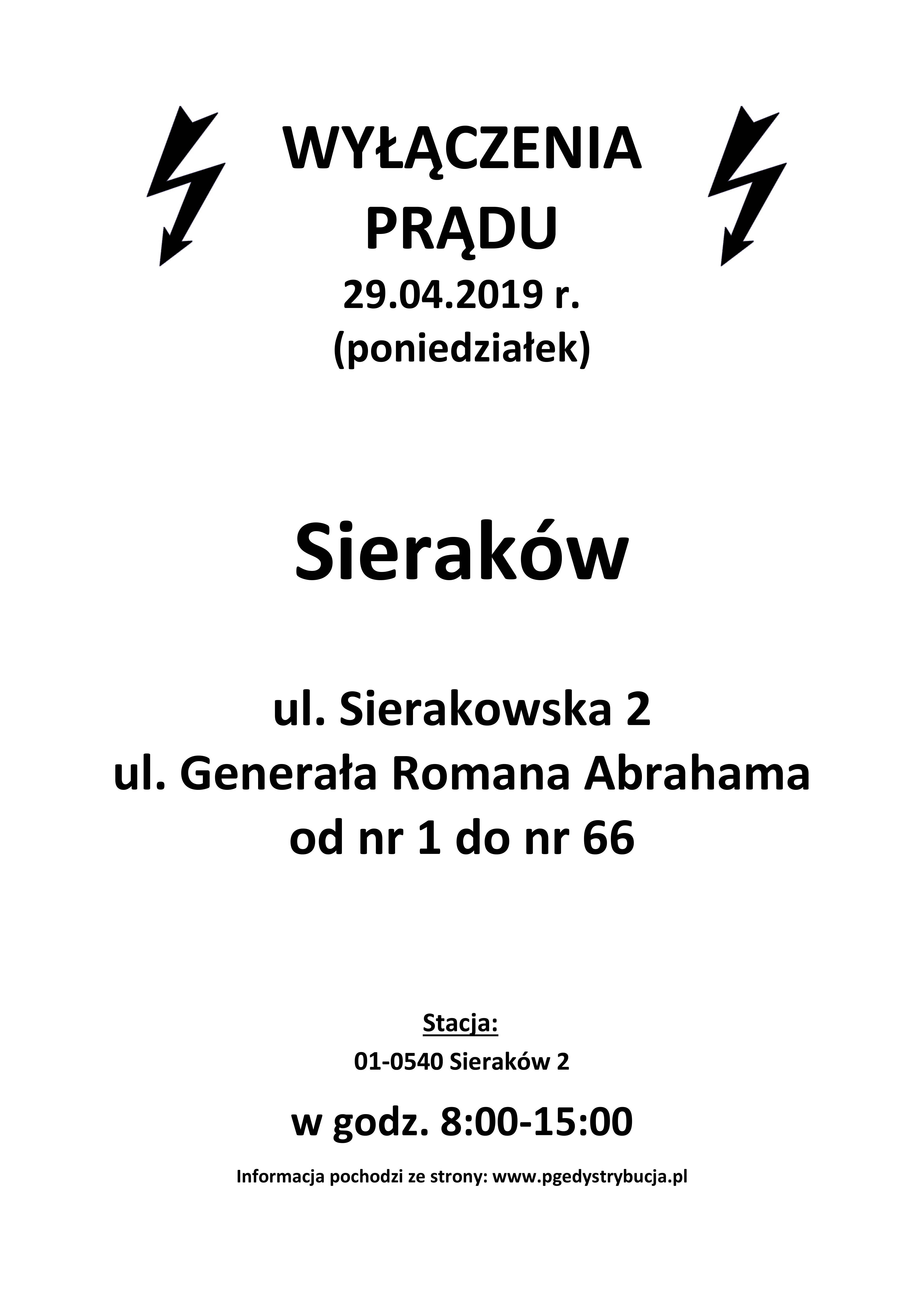 wyłączenie prądu Sieraków