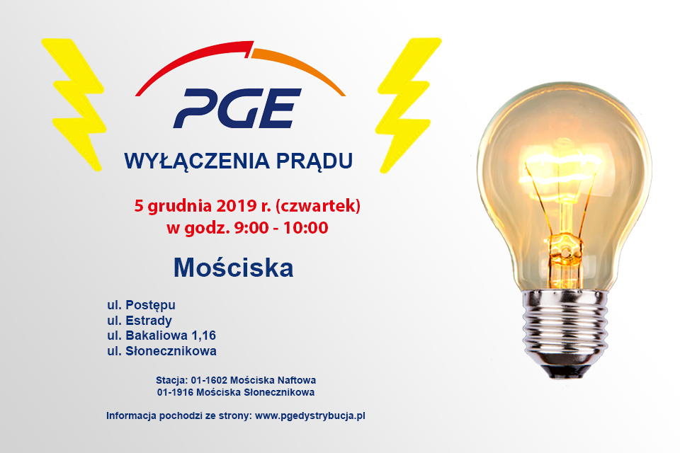 Wyłączenia prądu Mościska 5 grudnia