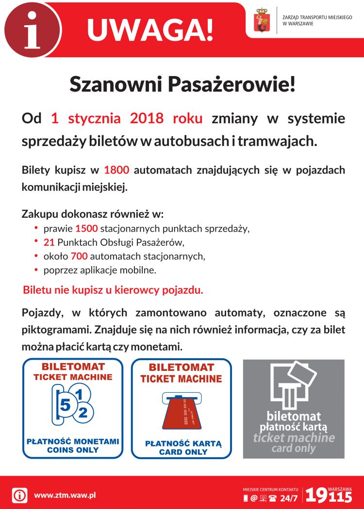 zmiany od 1 stycznia 2018 ztm - plakat