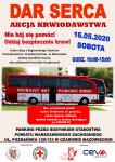 Akcja krwiodawstwa DAR SERCA - Nie bój się pomóc! 16 maja 2020 r. godz. 10.00-15.00