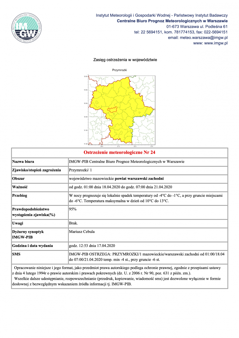 treść komunikatu w wersji graficznej