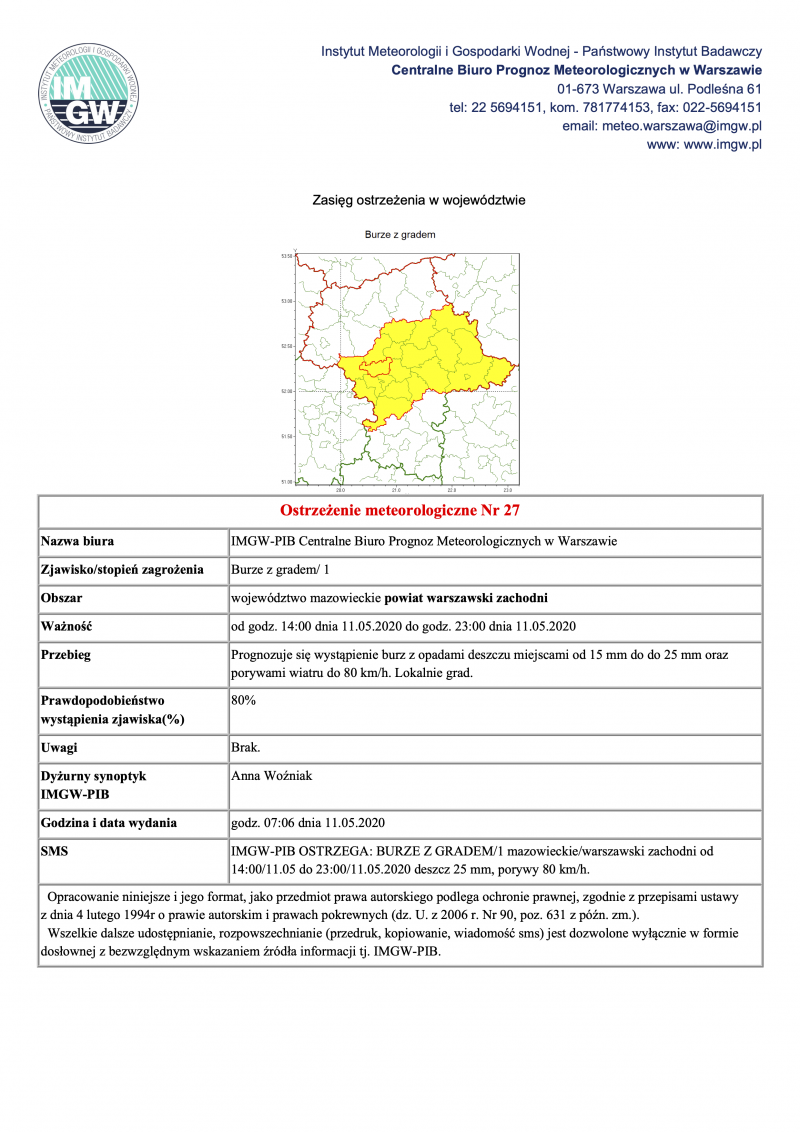 treść komunikatu w wersji graficznej