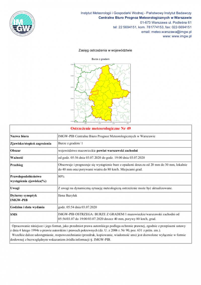 treść komunikatu w wersji graficznej