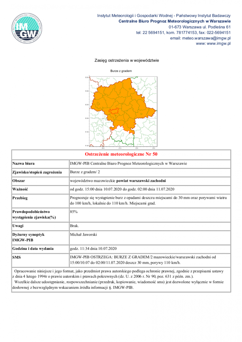 treść komunikatu w wersji graficznej