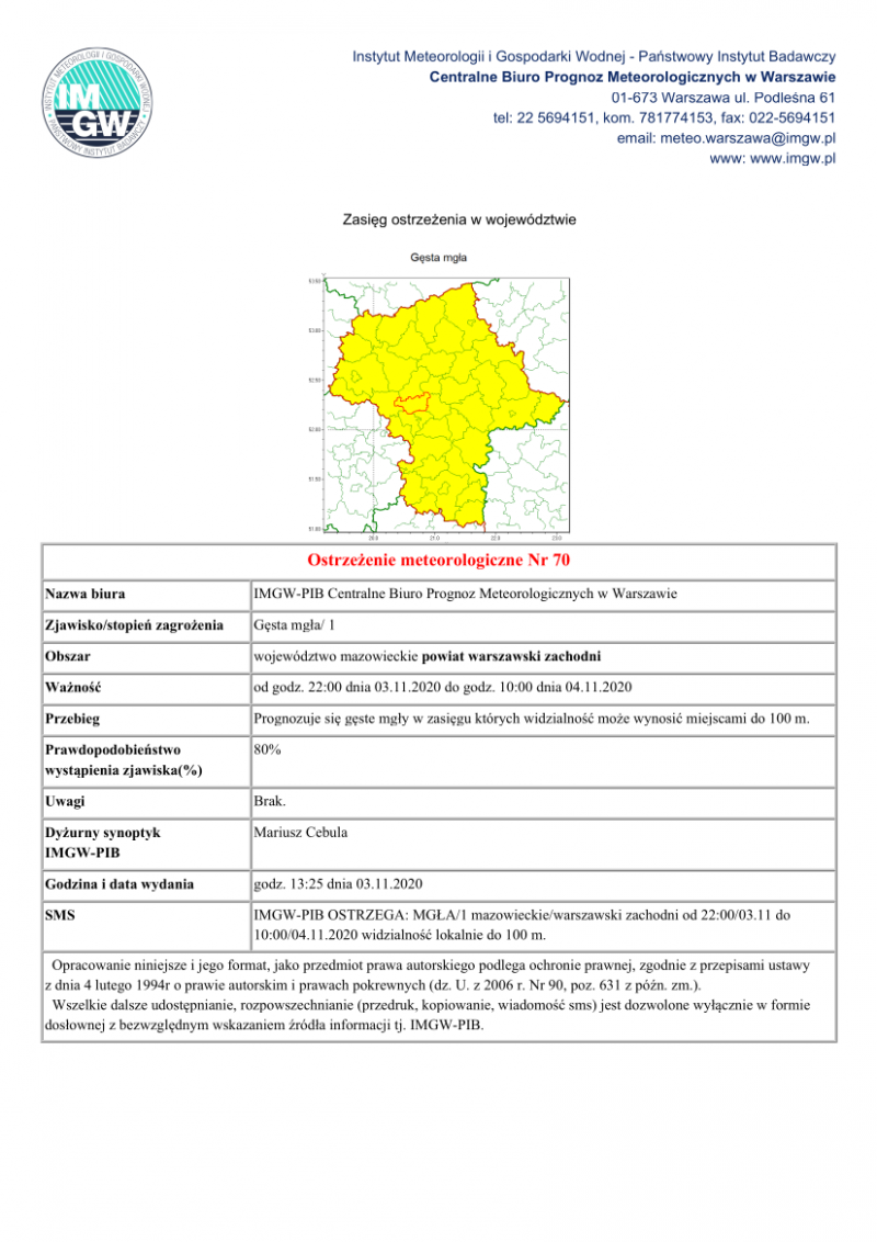 treść komunikatu w wersji graficznej