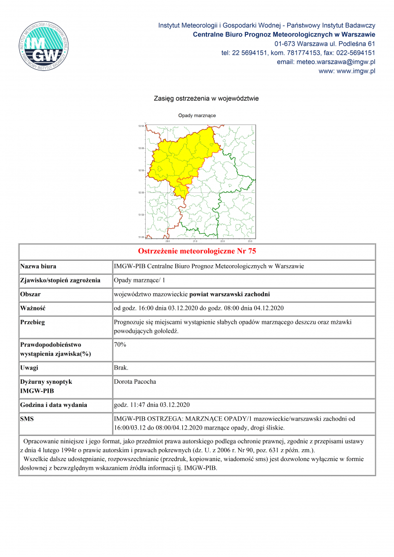 treść komunikatu w wersji graficznej