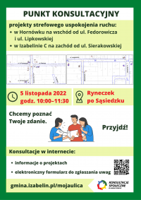 Plakat informujący o konsultacjach na Ryneczku po Sąsiedzku