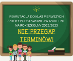 Rekrutacja do przedszkoli i klas pierwszych szkoły podstawowej w Izabelinie na rok szkolny 2022/2023