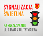 Sygnalizacja świetlna na skrzyżowaniu ul. 3 Maja z ul. Tetmajera w Izabelinie