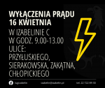 Wyłączenia prądu 16 kwietnia 2021 r. (piątek) w Izabelinie C